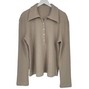 Lovers + Friends Oversized Top Med-Large Henley Pullover Waffle Knit SAMPLE SALE